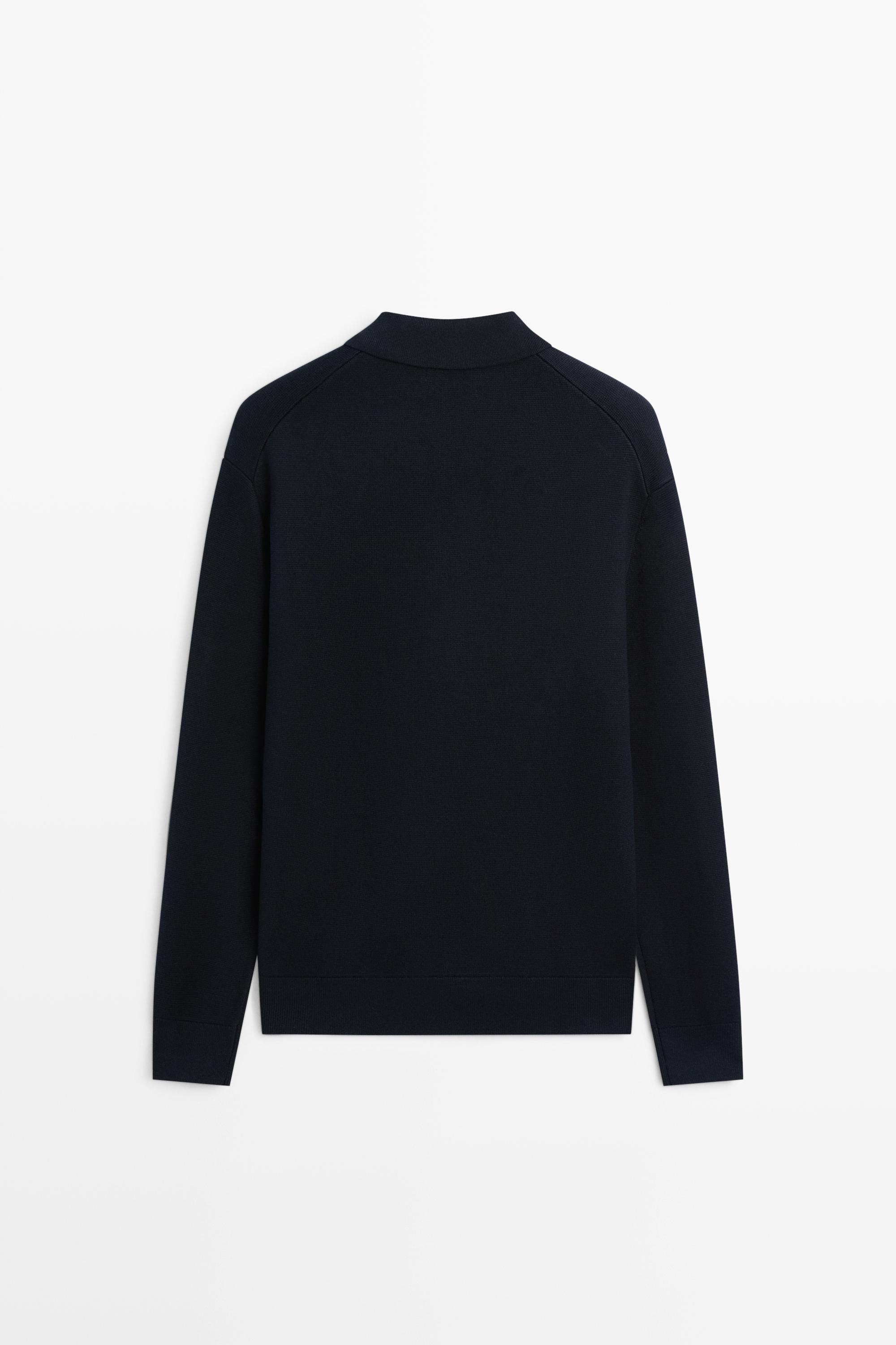 Cardigan en maille 100 % coton à col polo